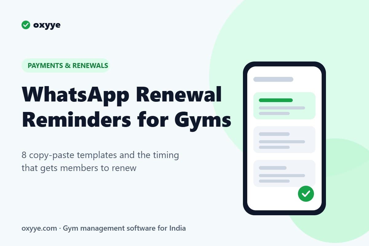 WhatsApp renewal reminder templates for gyms shown on a phone screen